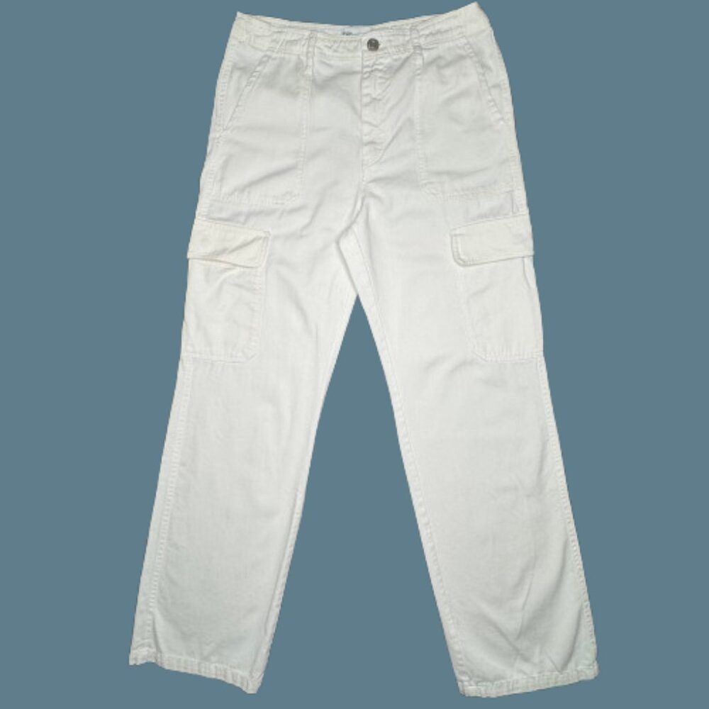 Zara White Cargo Pants Relaxed Fit‎